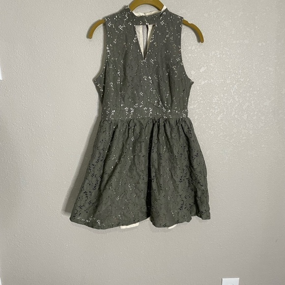 Altar’d State Green Eyelet Fit Flare Mini Dress Medium - Picture 5 of 7